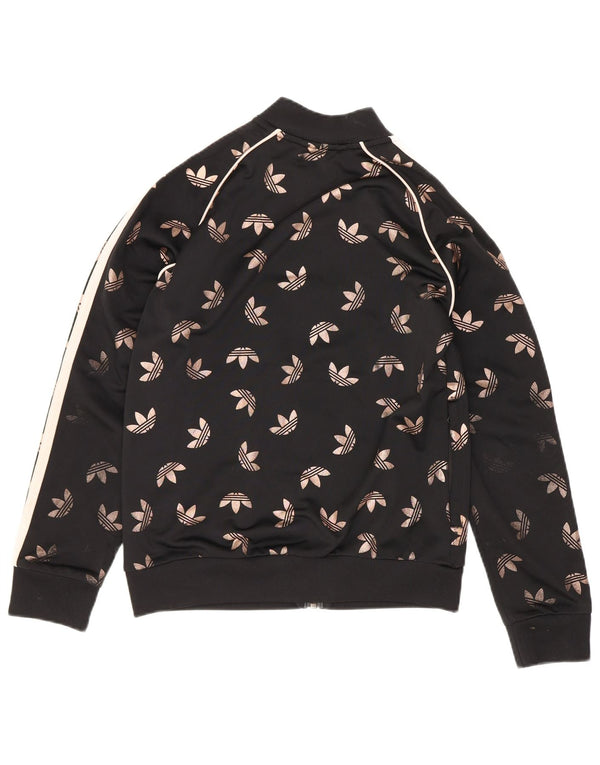 Adidas Boys Graphic Tracksuit Top Jacket 9-10 Years Black Polyester Sports