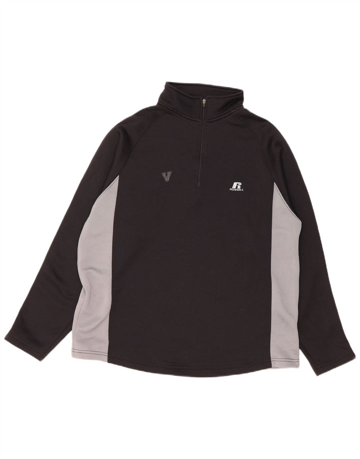 Russell Athletic Haut à col zippé à manches longues pour homme Noir moyen Polyester