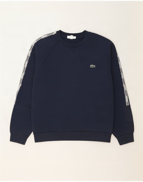 Lacoste Mens Graphic Sweatshirt Jumper Taille 4 Bleu Marine Moyen Colorblock