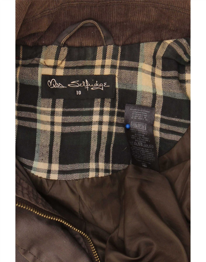 Miss Selfridge Veste cirée surdimensionnée à capuche pour femme UK 10 Petit carreaux marron