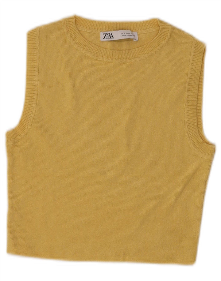 Zara Débardeur court pour femme UK 14 Jaune moyen