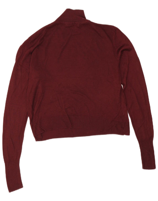 Zara Pull court surdimensionné à col roulé pour femme UK 10 Petit Bordeaux