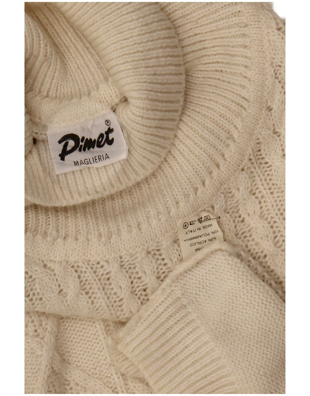 Pimet Pull Col Roulé Homme XL Laine Blanc