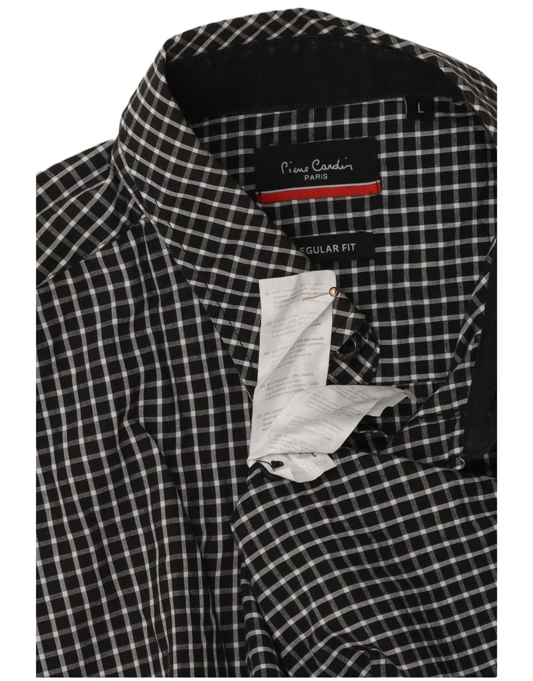 PIERRE CARDIN Chemise Regular Fit Homme Grand Vichy Noir Polyester