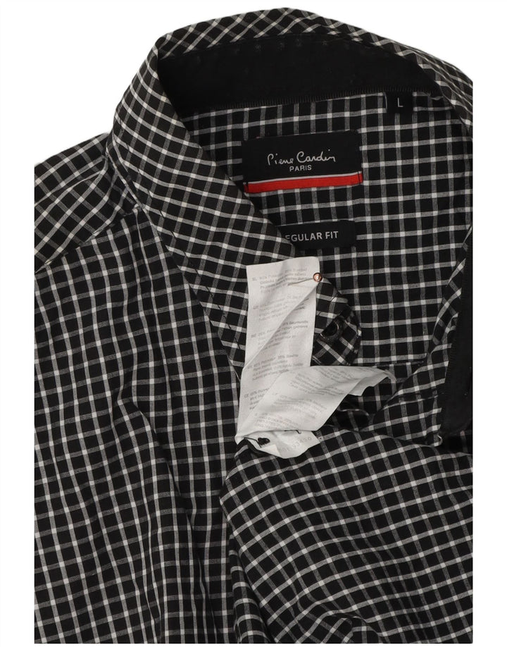 PIERRE CARDIN Chemise Regular Fit Homme Grand Vichy Noir Polyester