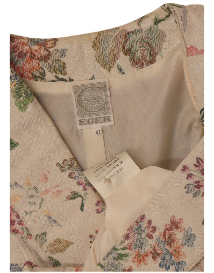 Eger Veste Blazer Femme Manches 3/4 1 Bouton IT 42 Beige Moyen Floral