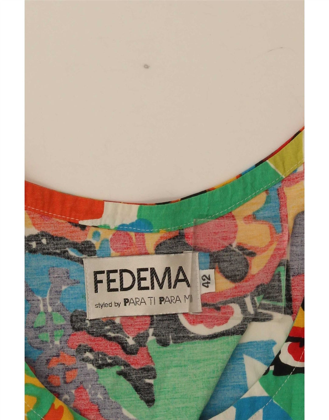 vintage Femme Graphique T-Shirt Top IT 42 Moyen Multicolore Géométrique