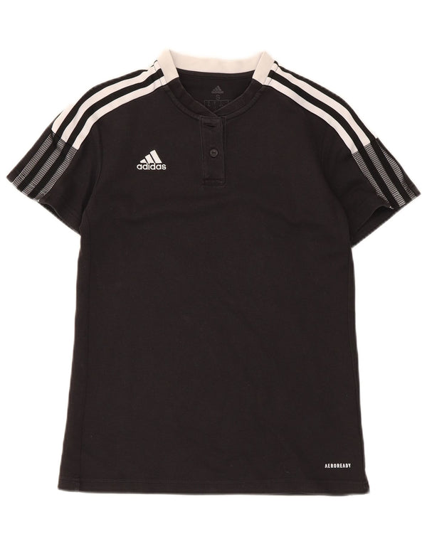 Adidas Femmes Aeroready T-Shirt Top UK 8/10 Petit Noir Coton
