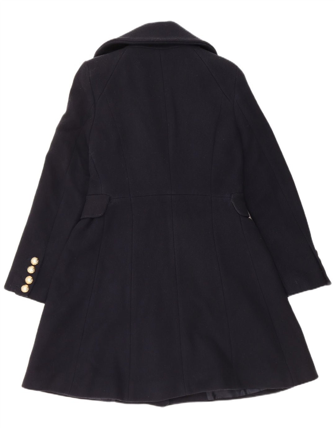 Zara Womens Double Breasted Coat UK 14 Large Bleu Marine Laine