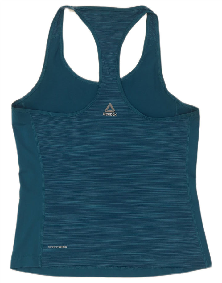 Reebok Débardeur Femme UK 8/10 Petit Bleu Moucheté Polyester