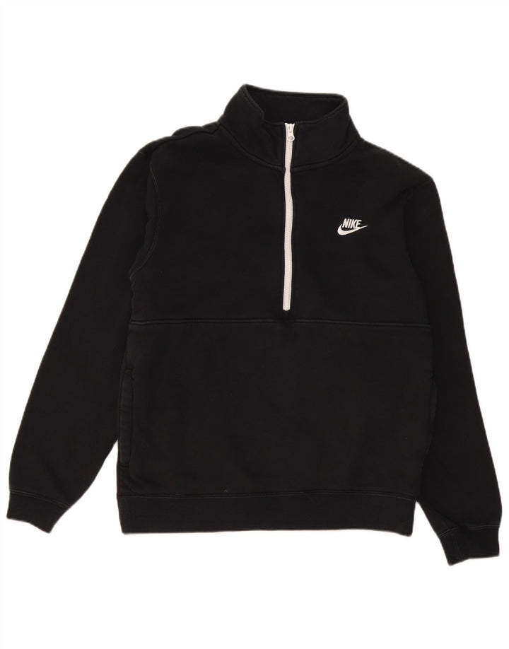 Nike Sweat-shirt à col zippé pour homme en coton noir moyen