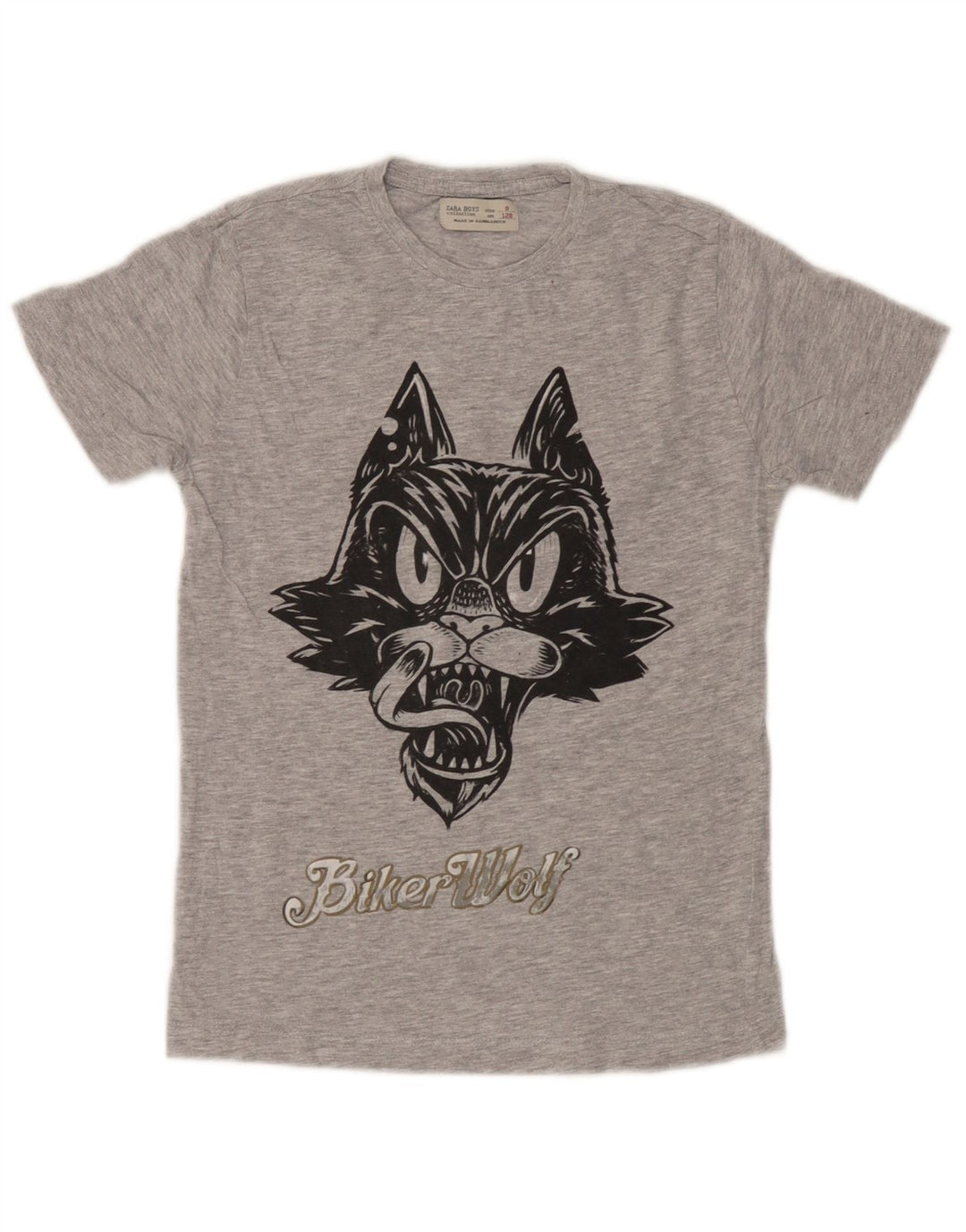 Zara Garçon Graphique T-Shirt Top 7-8 ans Gris