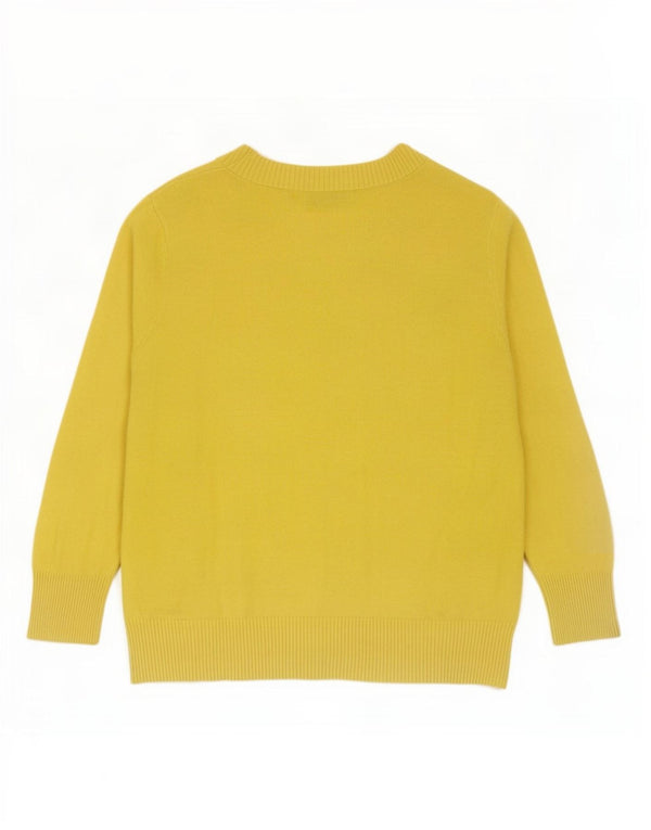 Oasis Cardigan court à manches 3/4 pour femme UK 12 en coton jaune moyen