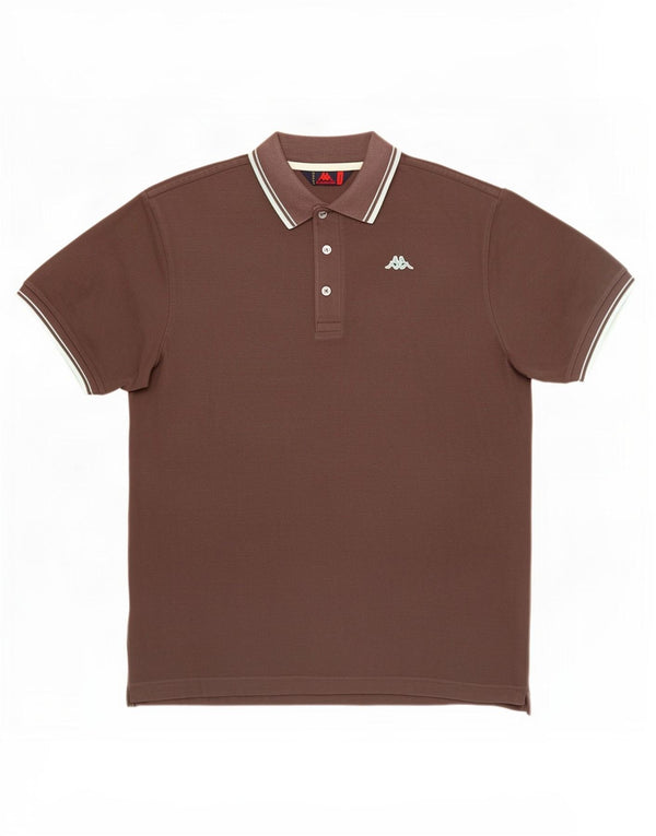 Kappa Polo à manches courtes pour homme en coton marron Taille L