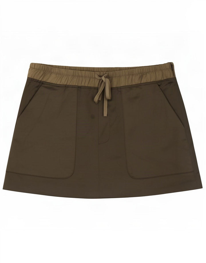 Zara Femme Mini Jupe Medium W28 Kaki Polyester