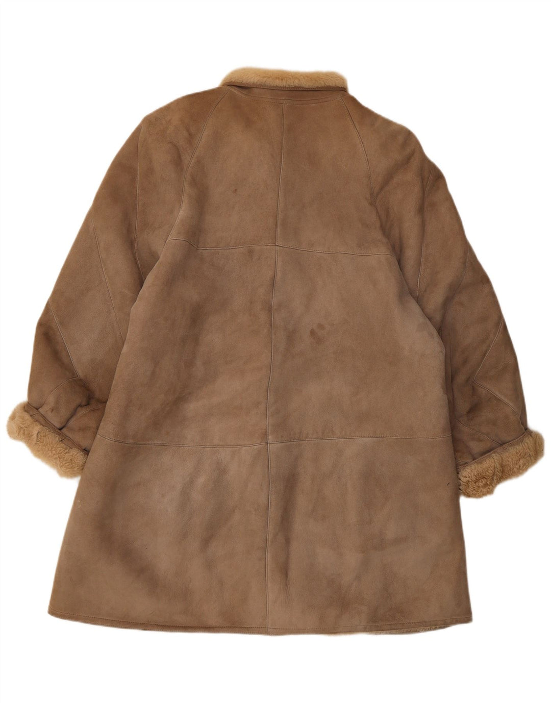 vintage Femme Loose Fit Shearling Coat IT 44 Moyen Brun Classique