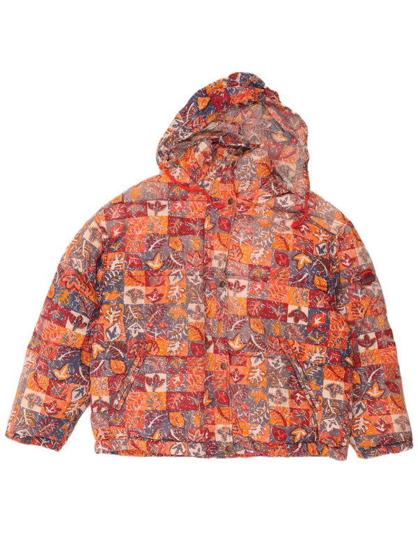 Diadora Veste matelassée surdimensionnée à capuche pour femme UK 16 Large Orange Floral