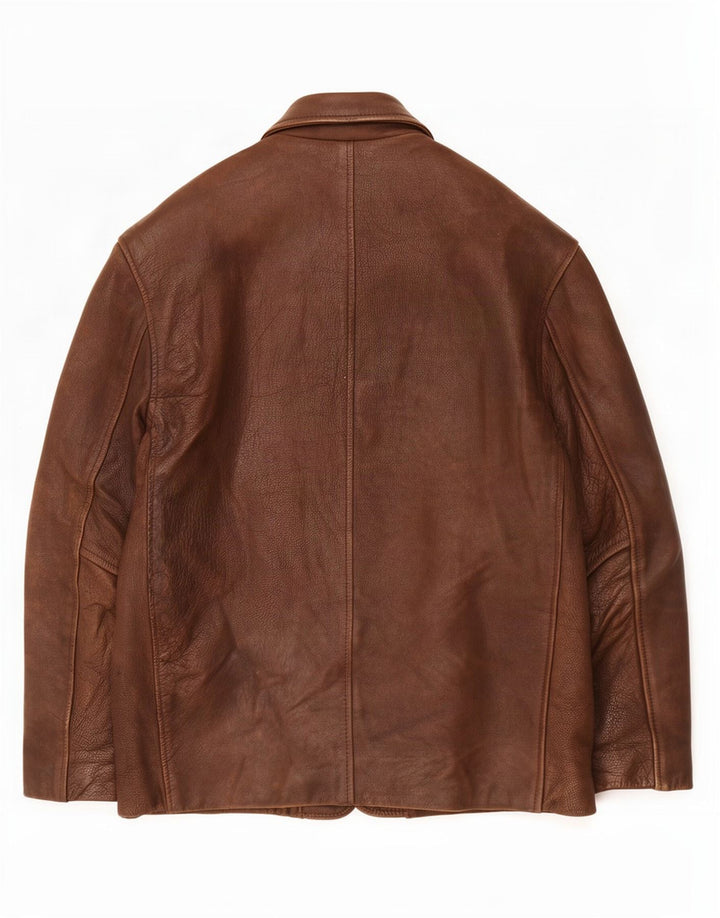 Bomb Boogie Veste blazer en cuir à 4 boutons pour homme UK 36 Petit Marron Polyester