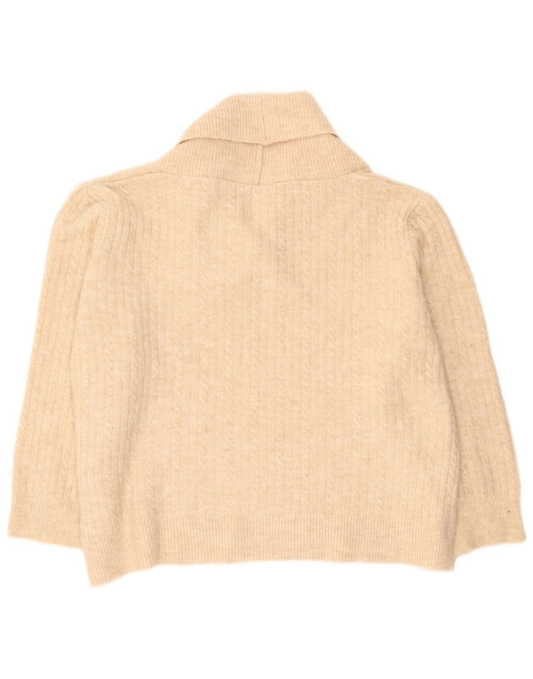 Zara Pull court surdimensionné à col châle pour femme UK 16 Large Beige