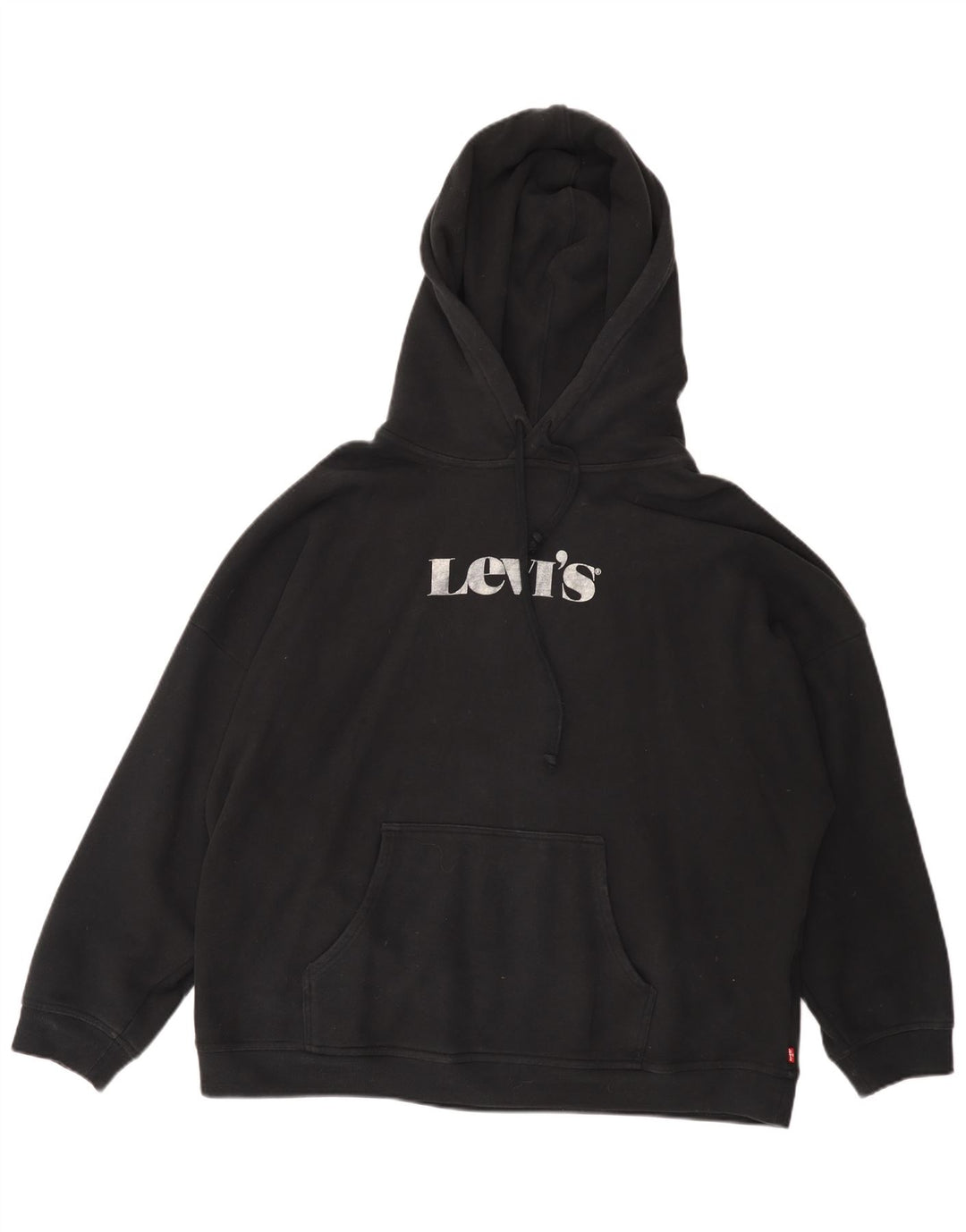 LEVI'S Pull à capuche surdimensionné graphique pour femme UK 16 Large Noir Coton