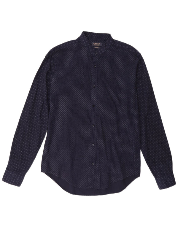 Chemise Slim Fit Bleu Marine Moyen À Pois En Coton Zara Homme