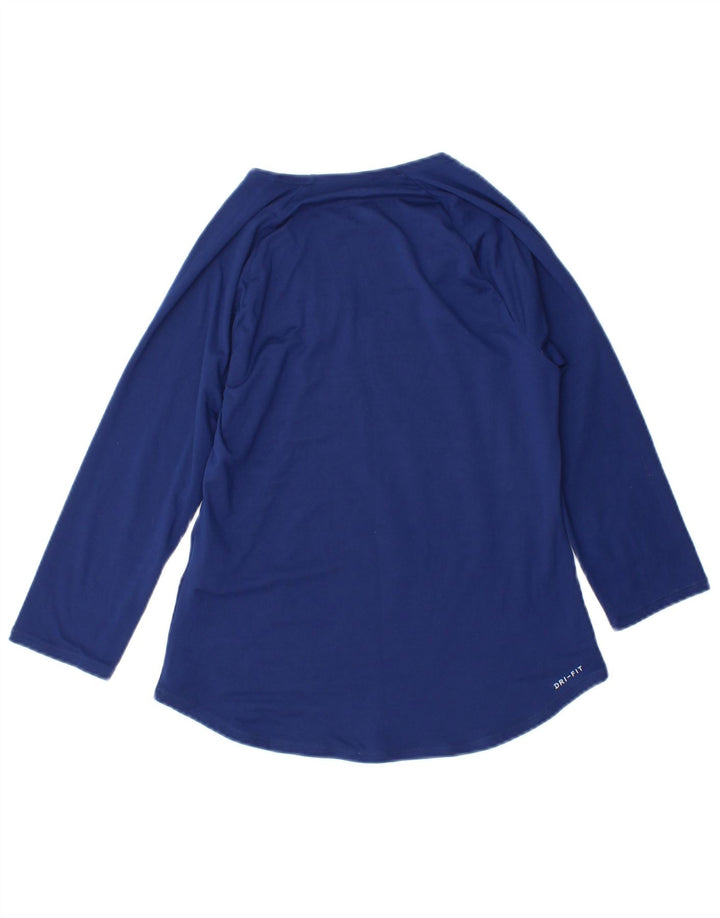 Nike Haut Dri Fit à manches longues pour femme UK 10 Petit Bleu marine Polyester
