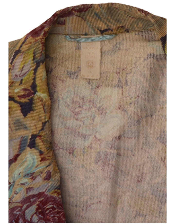 Veste Blazer Femme Vintage UK 16 Grand Floral Multicolore