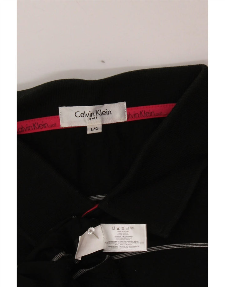 CALVIN KLEIN Polo Homme Large Noir Rayé Coton