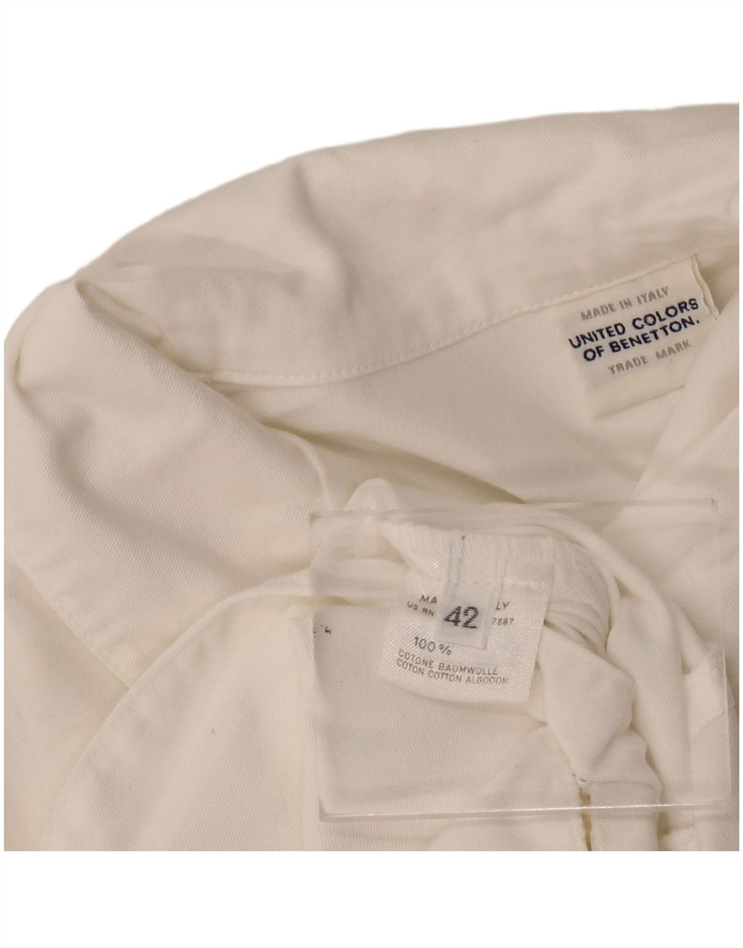 Benetton Cardigan à manches courtes pour femme IT 42 en coton blanc moyen