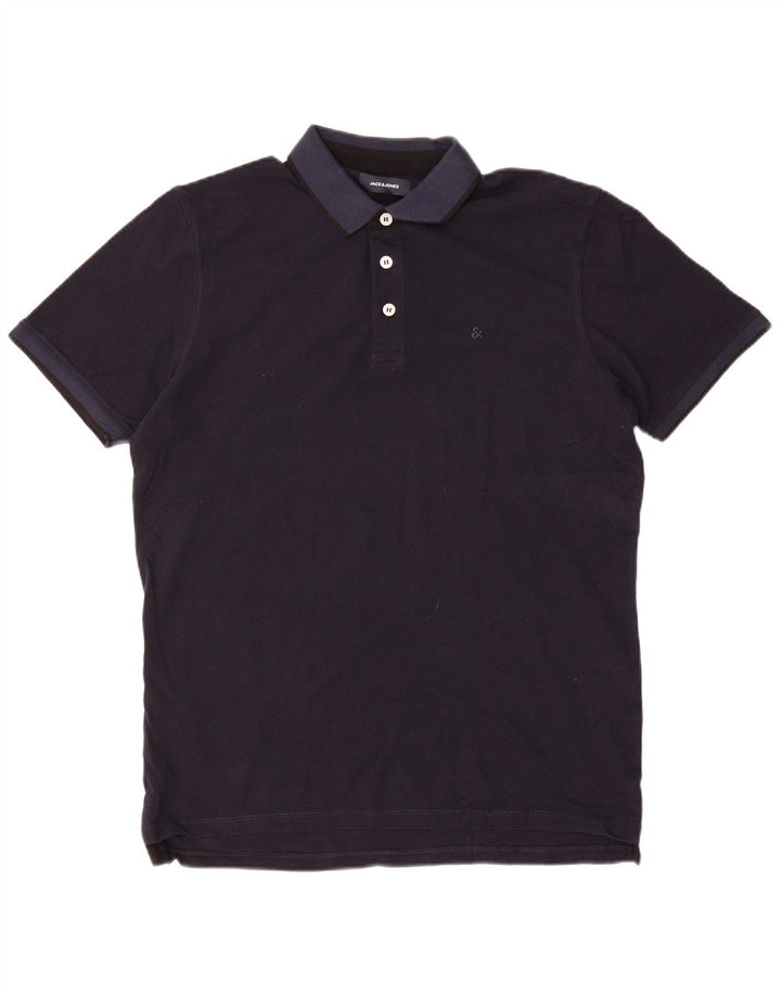 JACK & JONES Polo Homme XL Bleu Marine Coton