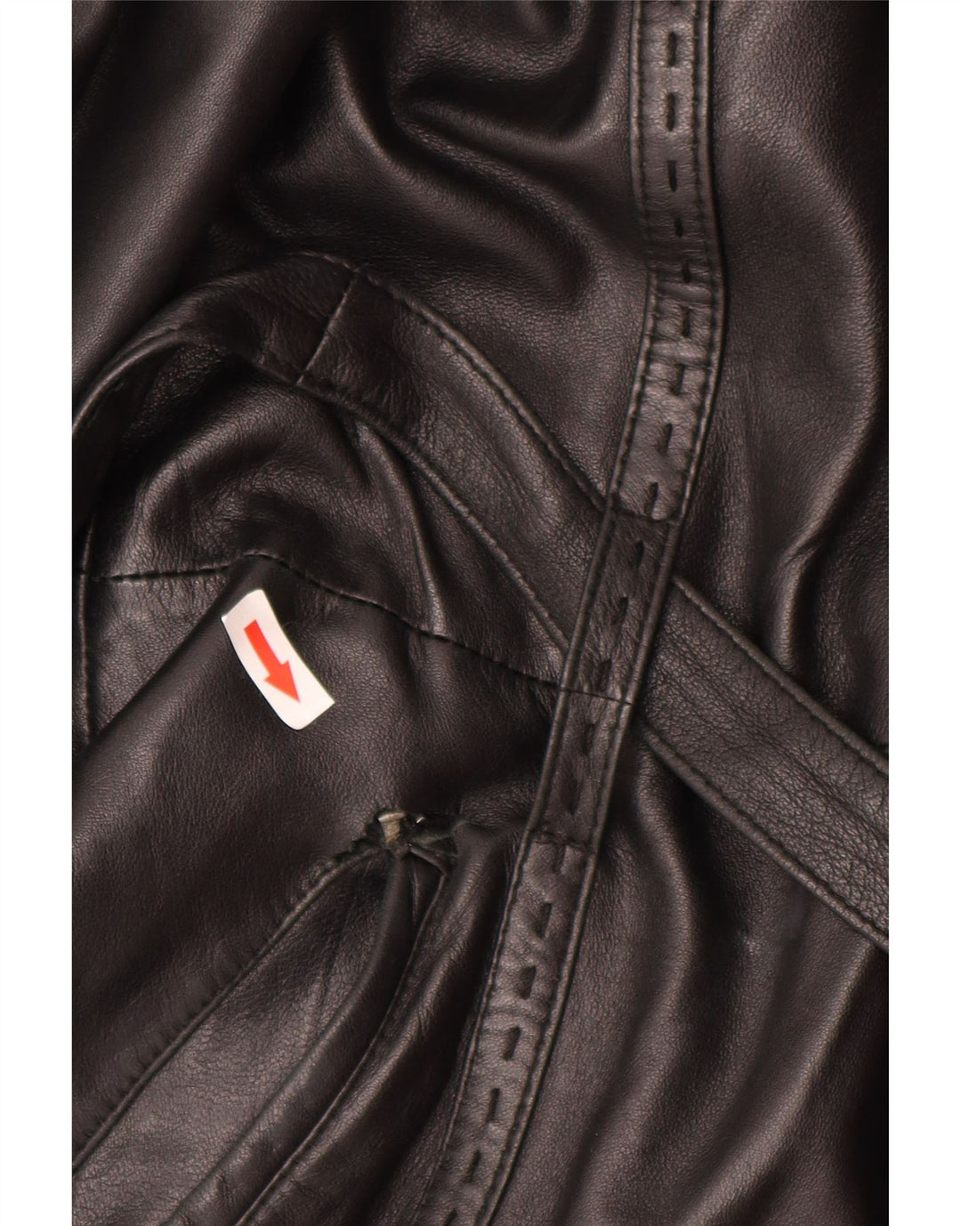 manteau en cuir à capuche femme vintage UK 14 Noir Moyen