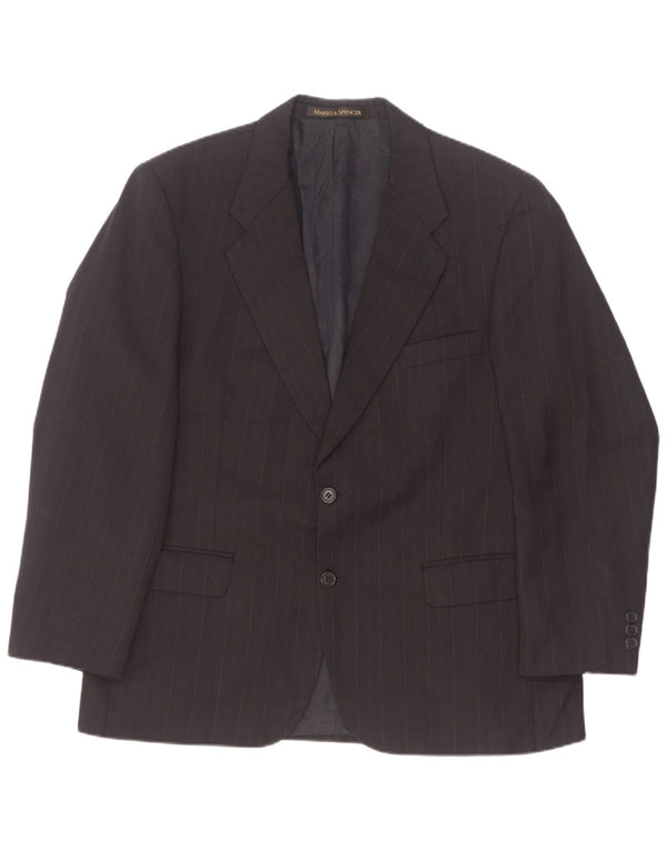 Marks & Spencer Veste blazer à 2 boutons pour homme EU 52/54 4XL Noir à fines rayures