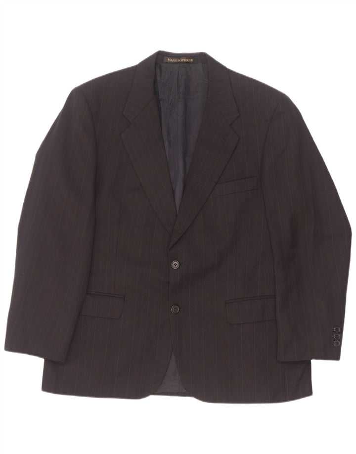 Marks & Spencer Veste blazer à 2 boutons pour homme EU 52/54 4XL Noir à fines rayures