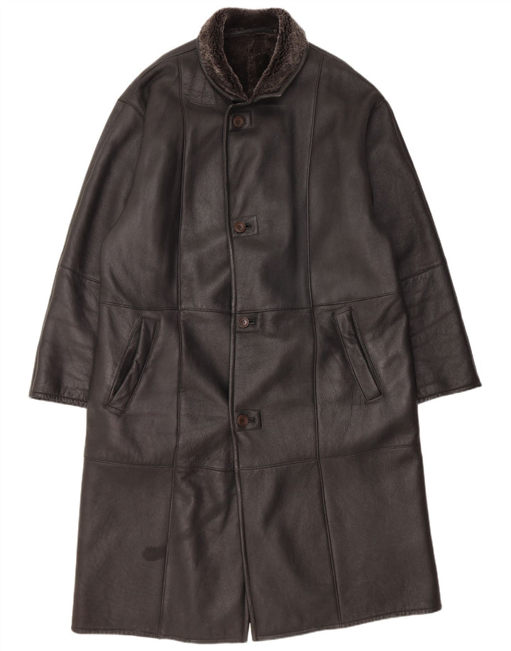 Bugatti Manteau en peau de mouton pour homme EU 56 3XL Cuir noir
