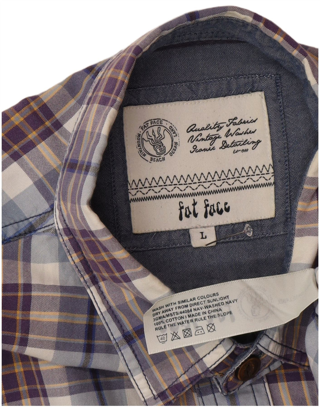 Chemise Homme Fat Face Grand Carreau Bleu Coton