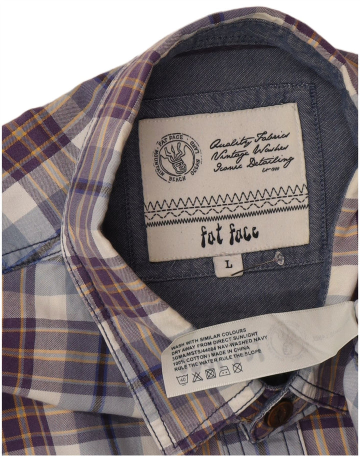 Chemise Homme Fat Face Grand Carreau Bleu Coton