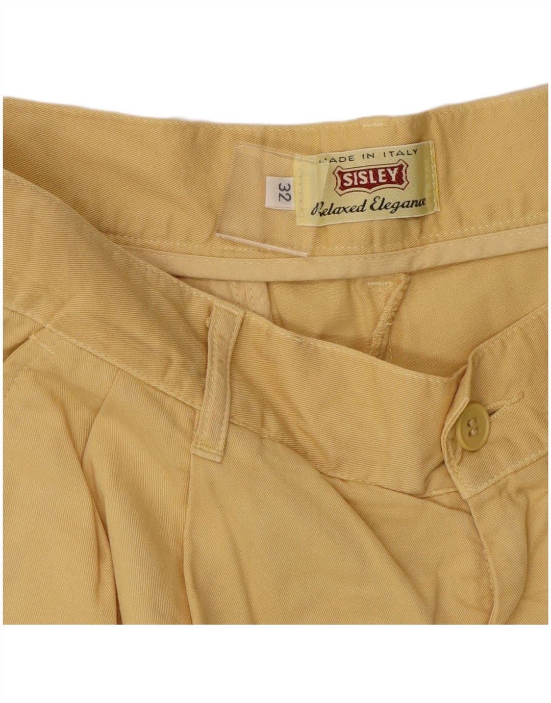 Sisley Short Chino Relaxed Elegance Pegged W32 Coton Jaune Moyen Homme