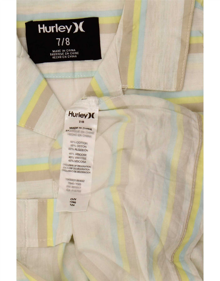 Hurley Chemise à Manches Courtes Garçon 7-8 ans Coton Rayé Multicolore