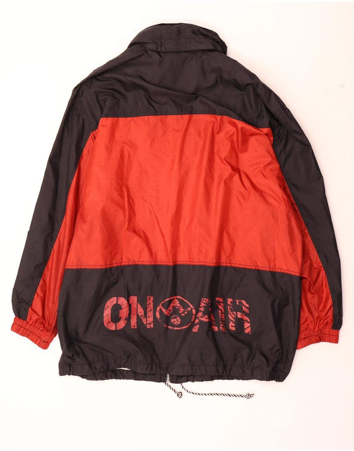 vintage Mens Graphic Rain Jacket UK 42 XL Rouge Colourblock Polyamide