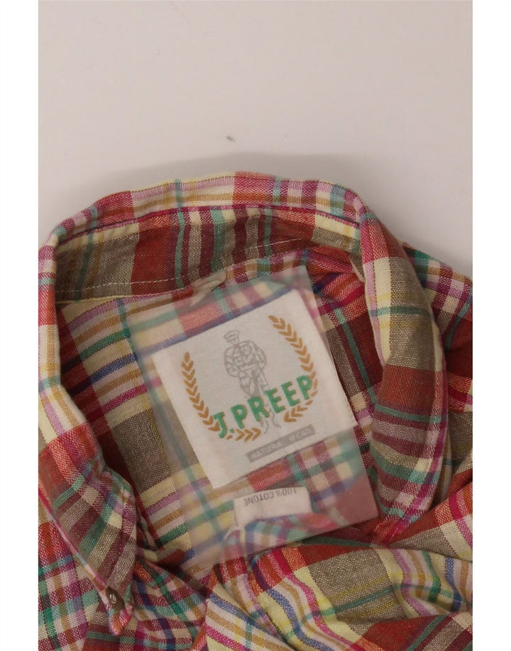 Chemise à manches courtes Vintage pour hommes, coton à carreaux multicolore moyen