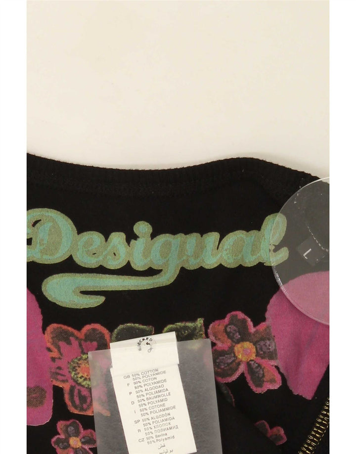 Desigual Débardeur Femme UK 14 Large Noir Coton