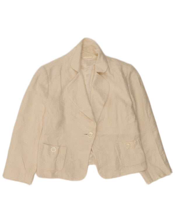 Hobbs Veste blazer à manches 3/4 pour femme UK 14 Medium Off White Viscose