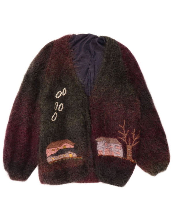 vintage Womens Graphic Jumper Sweater UK 20 2XL Bordeaux Colourblock