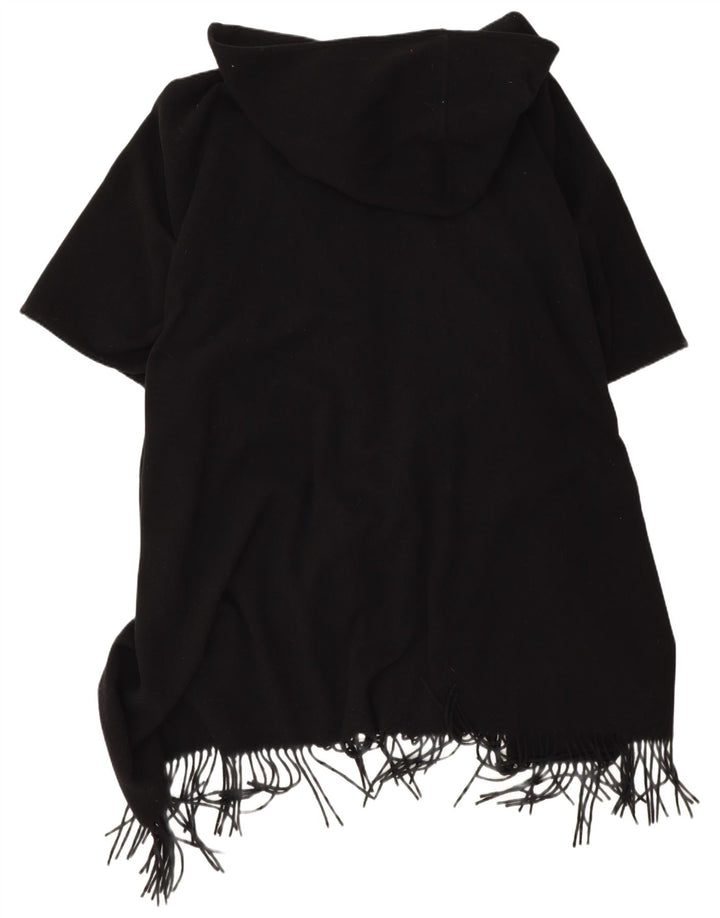Easy Comfort Manteau Poncho à capuche pour femme Taille unique Laine noire