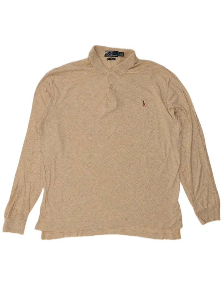 POLO RALPH LAUREN Polo à manches longues pour homme en coton moucheté beige