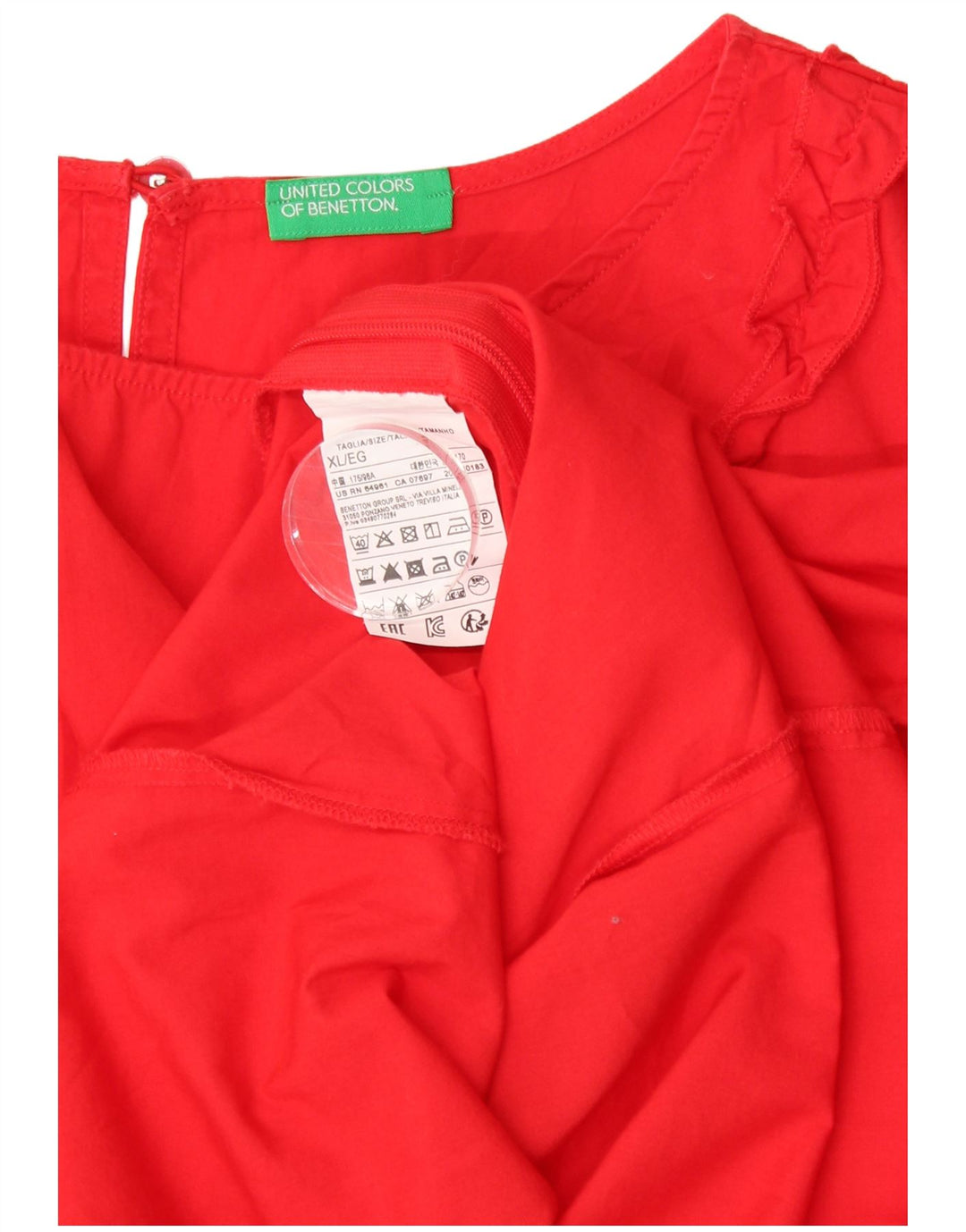 BENETTON Chemisier sans manches pour femme UK 18 XL Rouge Coton