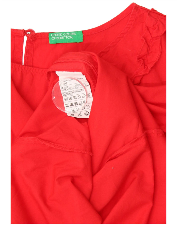 BENETTON Chemisier sans manches pour femme UK 18 XL Rouge Coton
