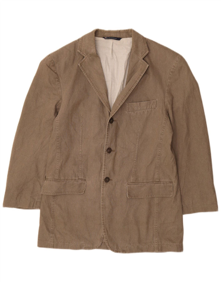 Marks & Spencer Veste blazer à 3 boutons pour homme UK 36 Petite kaki à fines rayures