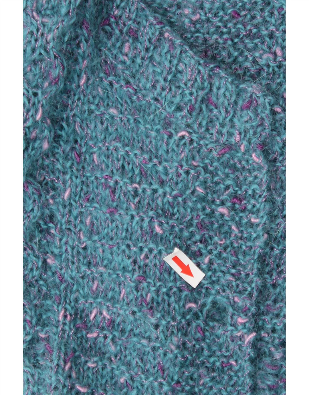vintage Womens Open Cardigan Sweater UK 12 Bleu Moyen Moucheté