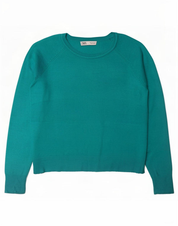 Zara Pull surdimensionné à col bateau pour femme UK 14 Turquoise moyen